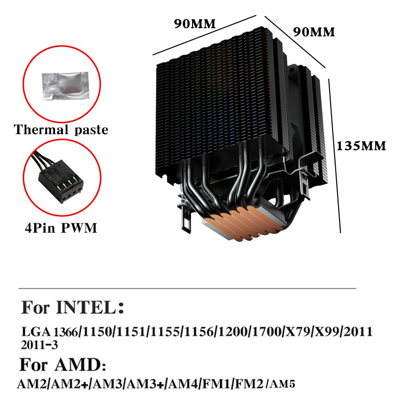 6 Heatpipes CPU-Luftkühler 4-p – Cpu Heatsink Bewertung und Preis